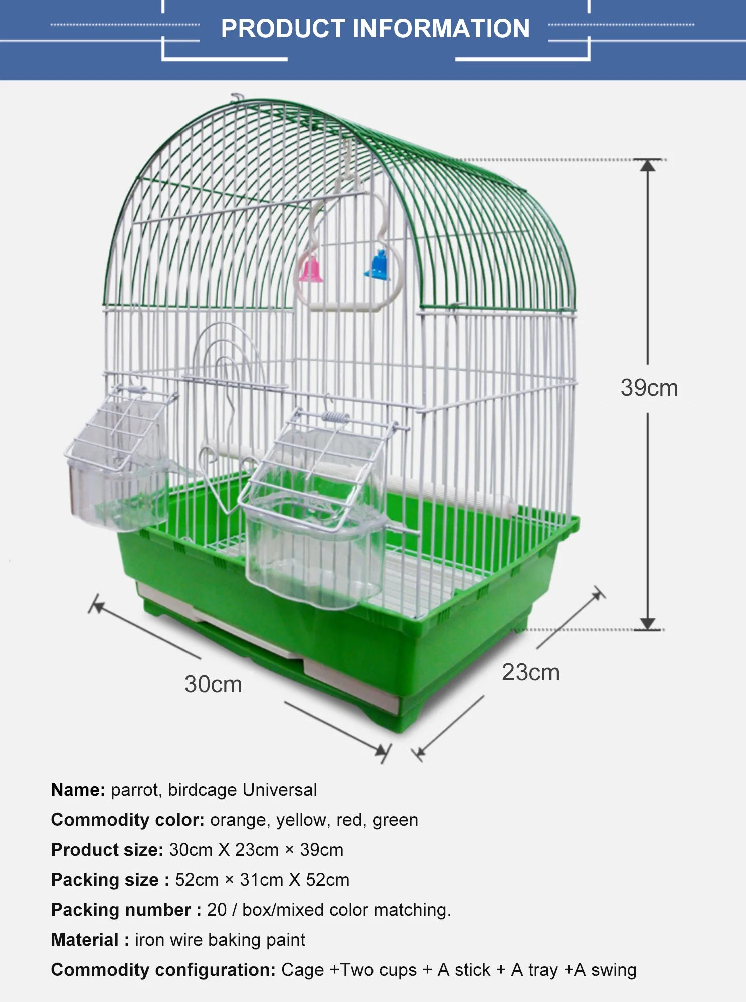 Customize OEM ODM Metal Easy Clean Breeding Bird Cages