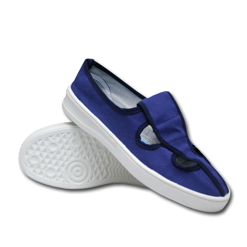 Marca Linkworld ESD antiestática Butter-Fly Lienzo de color azul 4 ojos de trabajo de sala limpia zapatos
