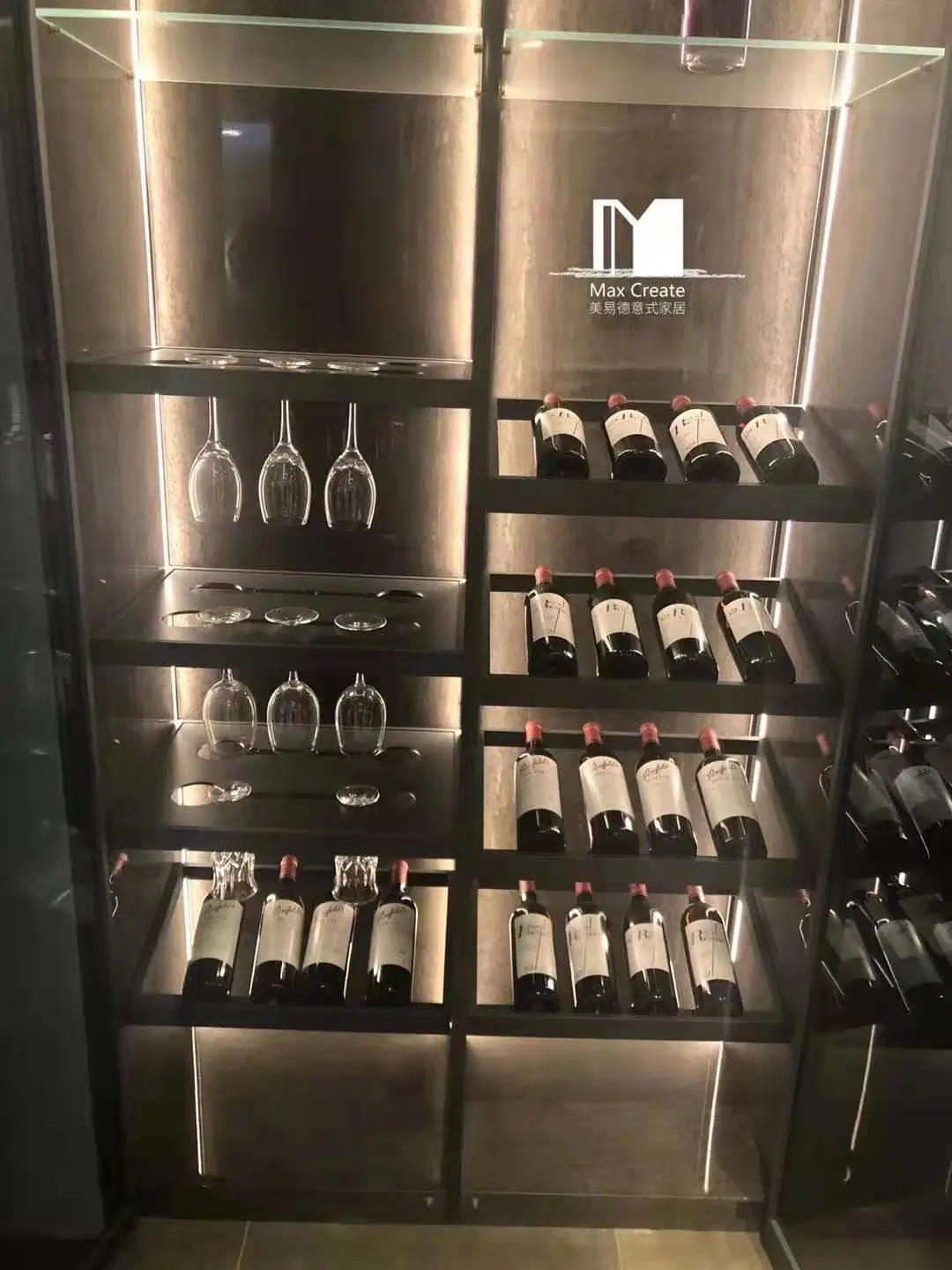 Customized MFC with Glass Wine Display Canibet for Gradevin Furniture