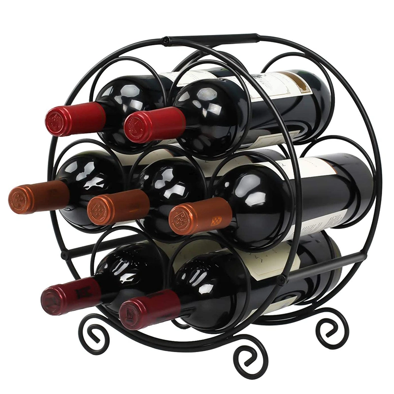 Premium Metal Black Free Standing Wine Bottle Storage Rack Table Cabinet Wine Holders 7bottles Countertop Tabletop