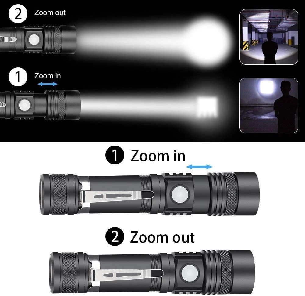 LED Tactical Taschenlampe Wiederaufladbare zoombare Pocket-Size kleine LED-Taschenlampe