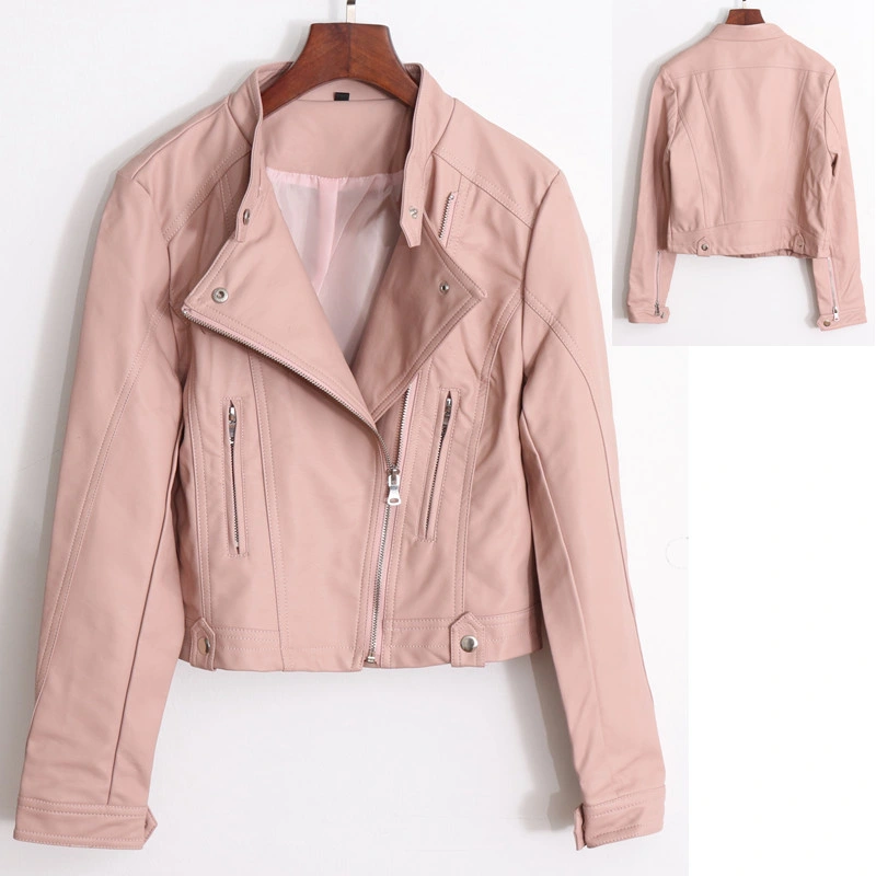 Cowskin piel piel Blazer Rosa Jacket piel de oveja imitación de ante Bomber de motocicleta