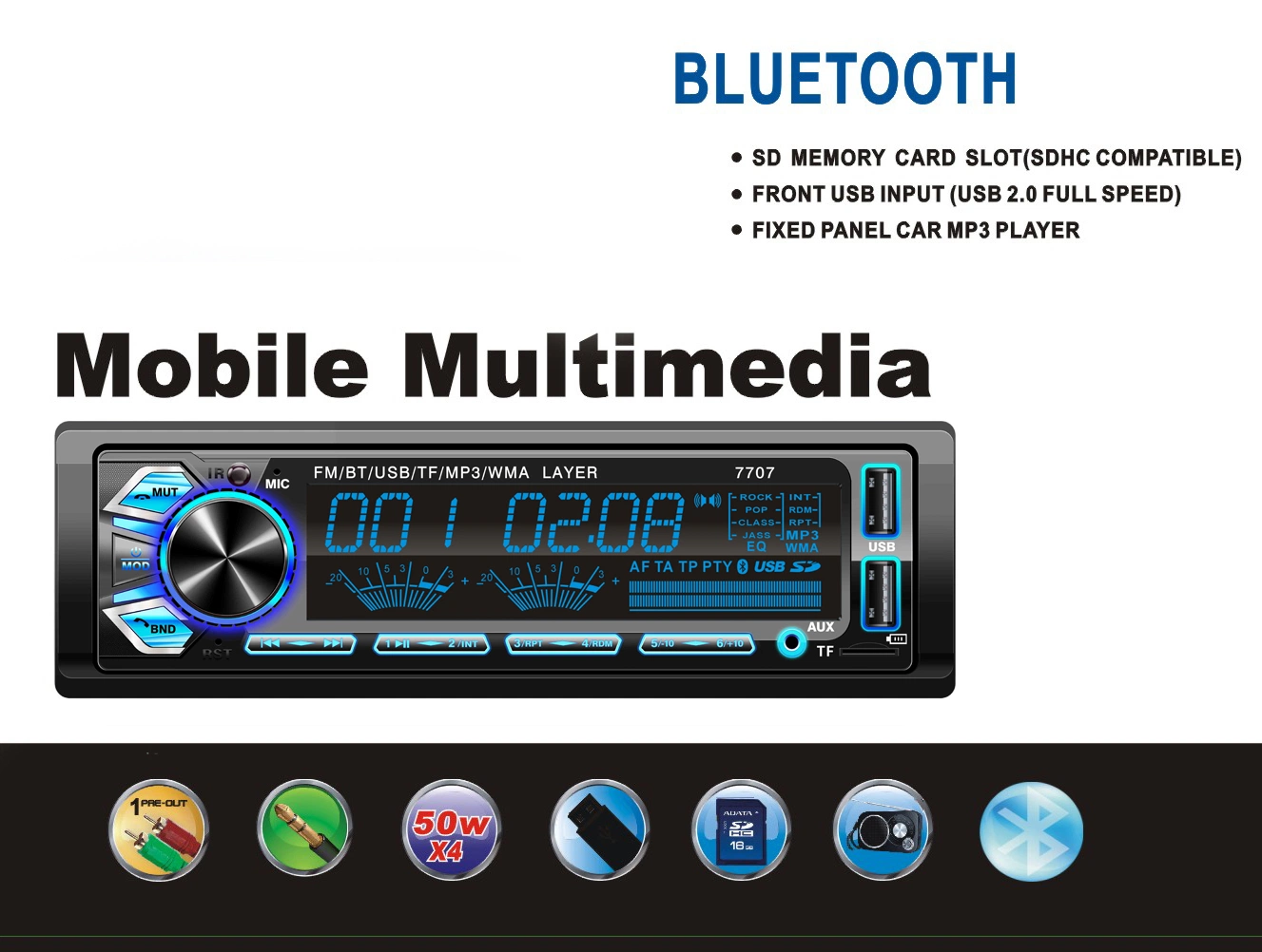 جهاز إرسال راديو FM متعدد الوظائف ستريو للسيارة صوت Bluetooth MP3 مشغل مع منفذ Aux