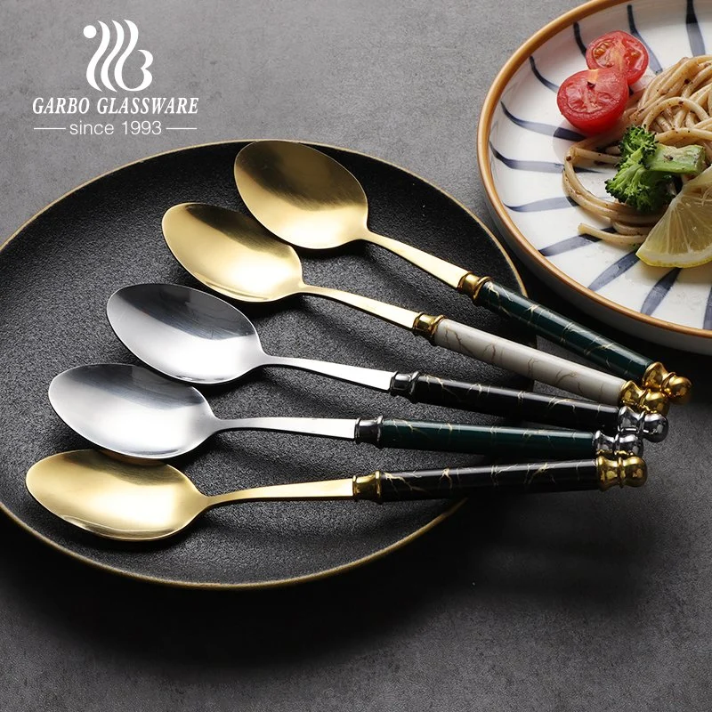 Customized Garbo China Suppliers New Design Golden Stainle Steel Dinner Spoon Ice Cream Spoon and Tableware Spoon Set