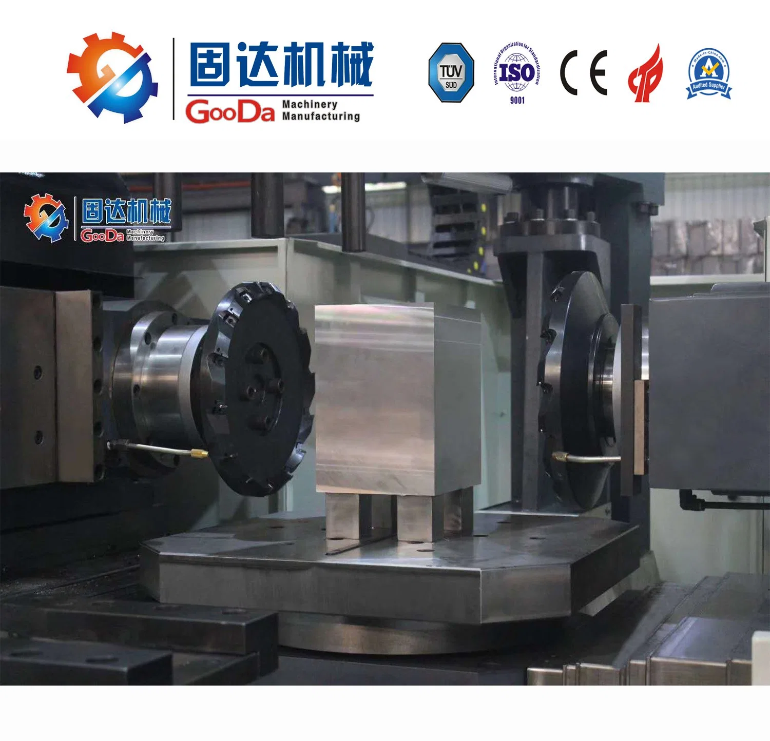CNC Heavy Duty Duplex&#160; Milling Machine-Double-Sided Milling Machine-Square Mold Milling Machine-Gooda Custom HMI (Human&Machine Interface) -Rotary Table