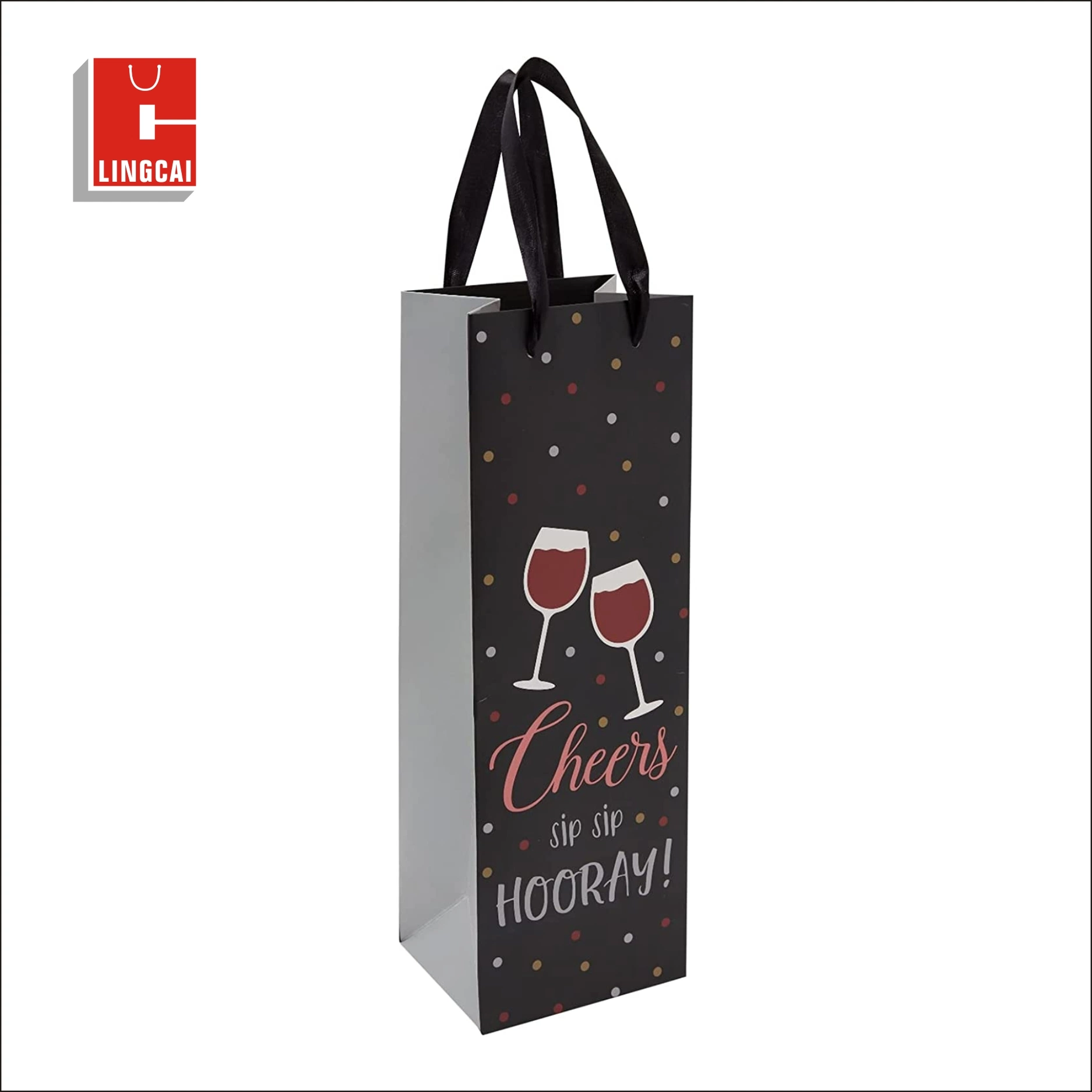 Benutzerdefinierte Logo Single Flasche Wein Geschenk Promotion Papiertasche