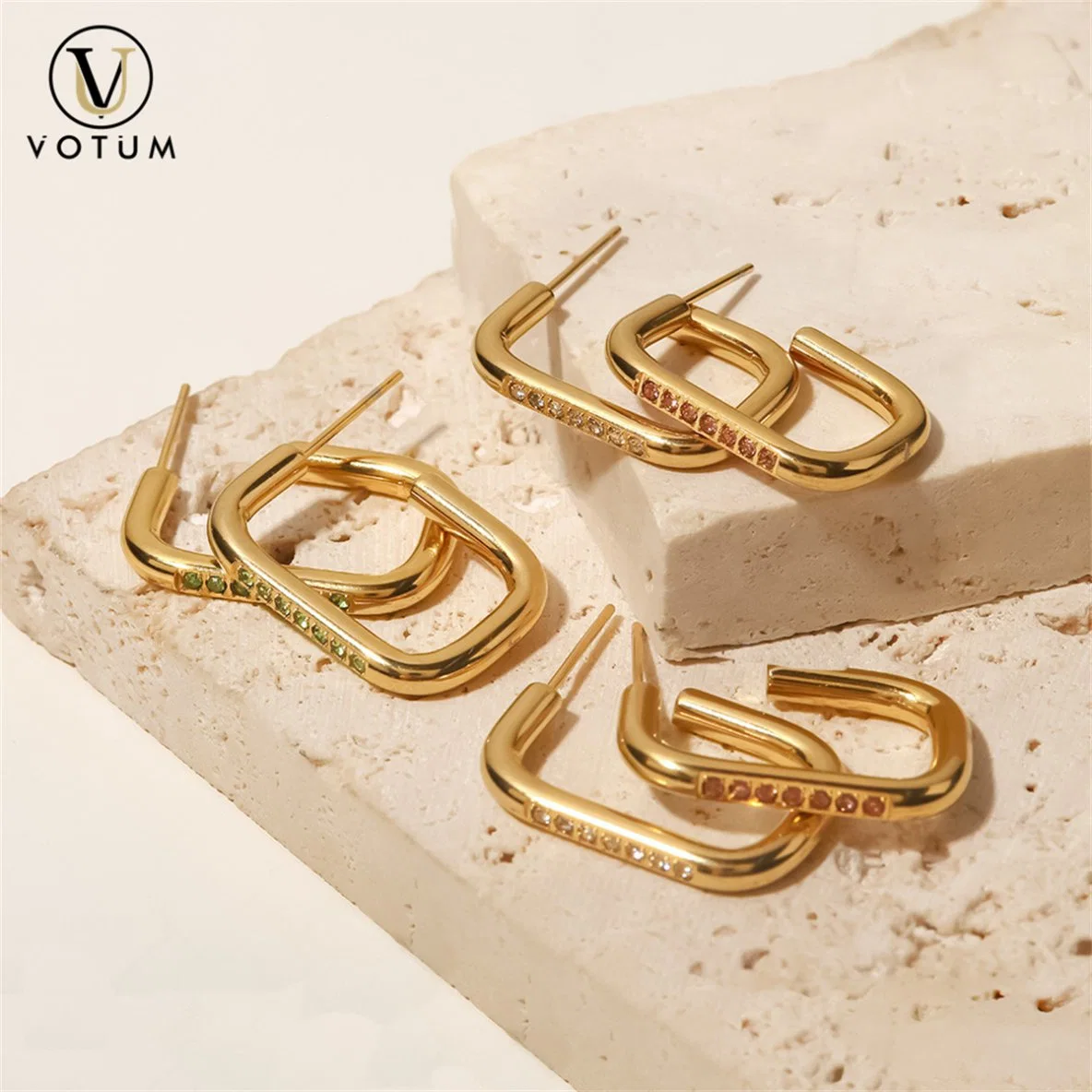 Votum Factory OEM 925 Sterling Silver Moissanite Gold Plated Diamonds Fashion Earring Jewelry