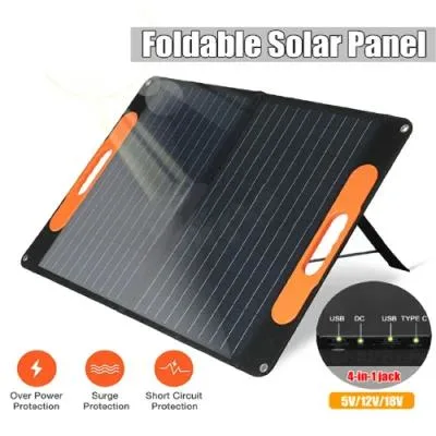 100-Watt Solar Panel, Folding Solar-Panel Charger with Kickstand, Portable Solar-Panel Power for Camping and Tailgating, Emergency Solar Charger