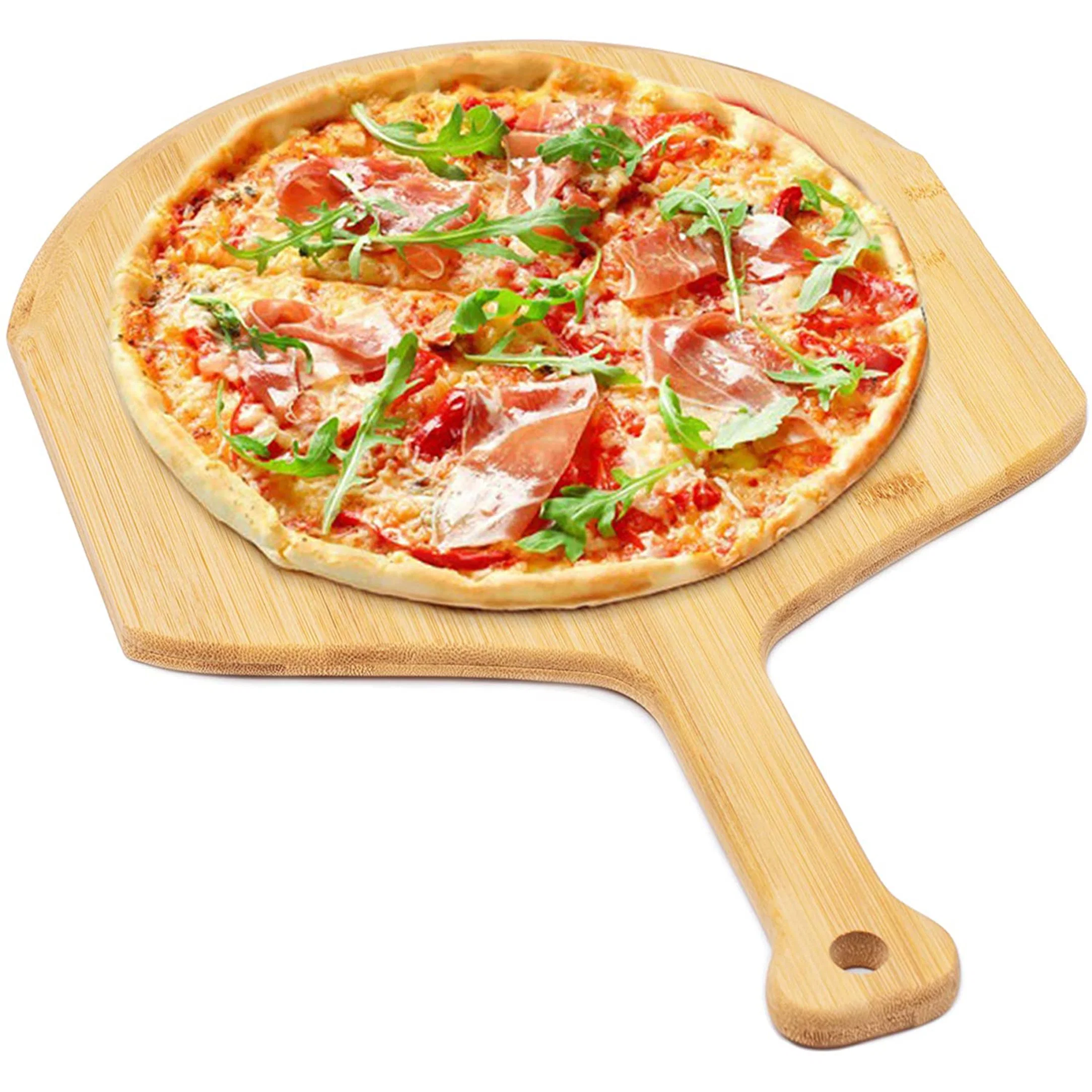 Conjunto de casca de pizza em bambu Premium Pizza de madeira que serve pizza Placa Pá pá pá Espátula Conjunto do Cortador