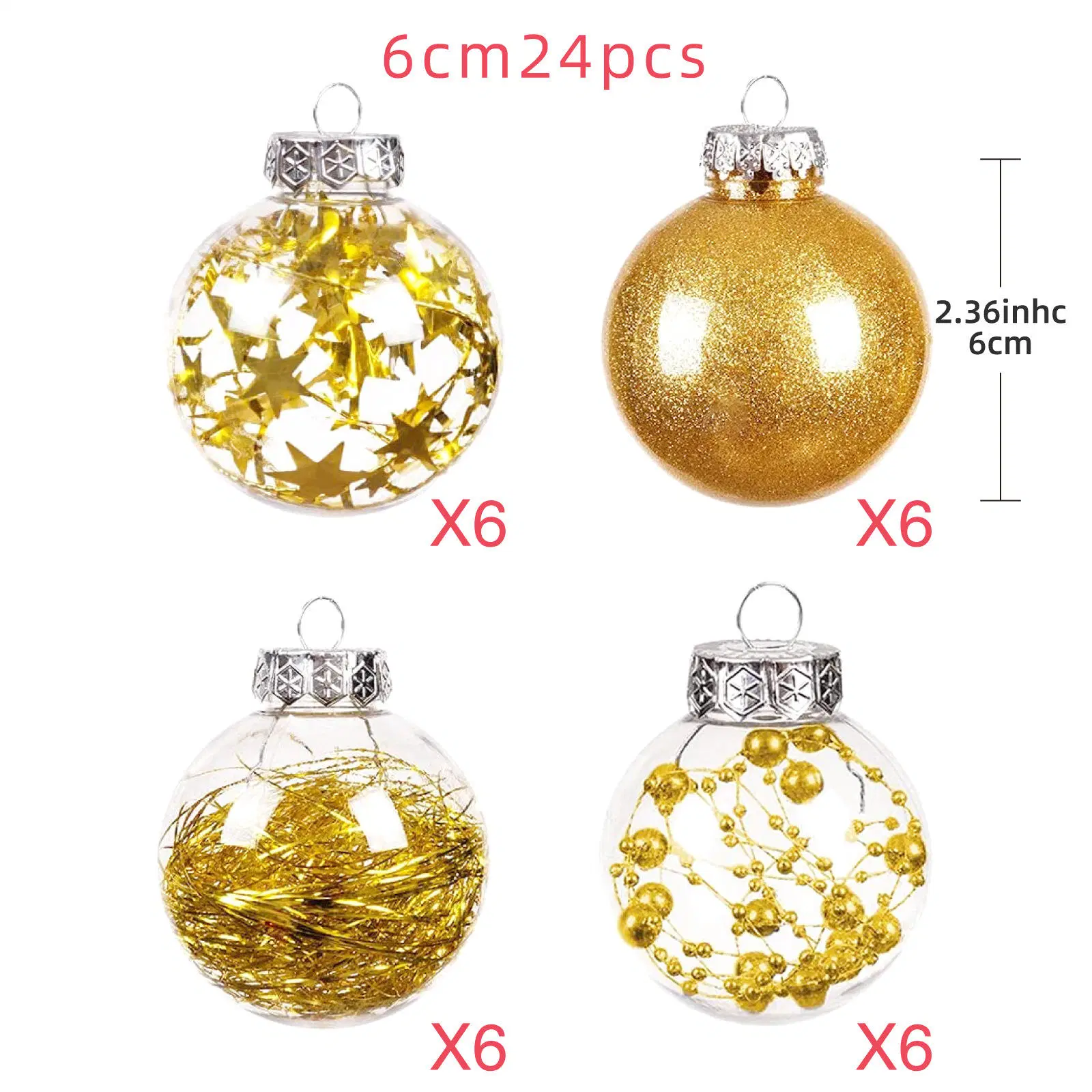 Xmas Ball Champagne Purple Hanging Shatterproof Clear Plastic Christmas Ball Set