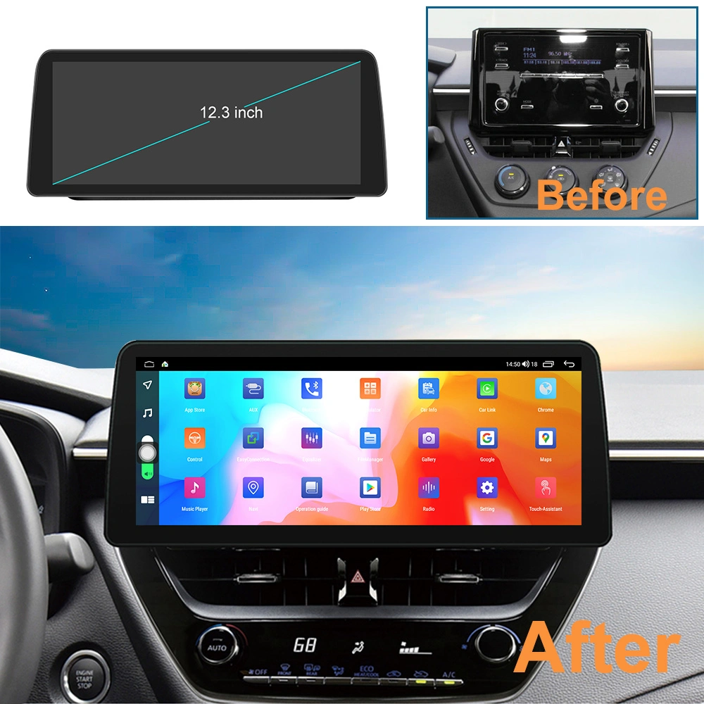 Hot sale vidéo de voiture haute résolution Android Auto pour Toyota Corolla 2019 2020 2021 2+32 Go GPS écran tactile