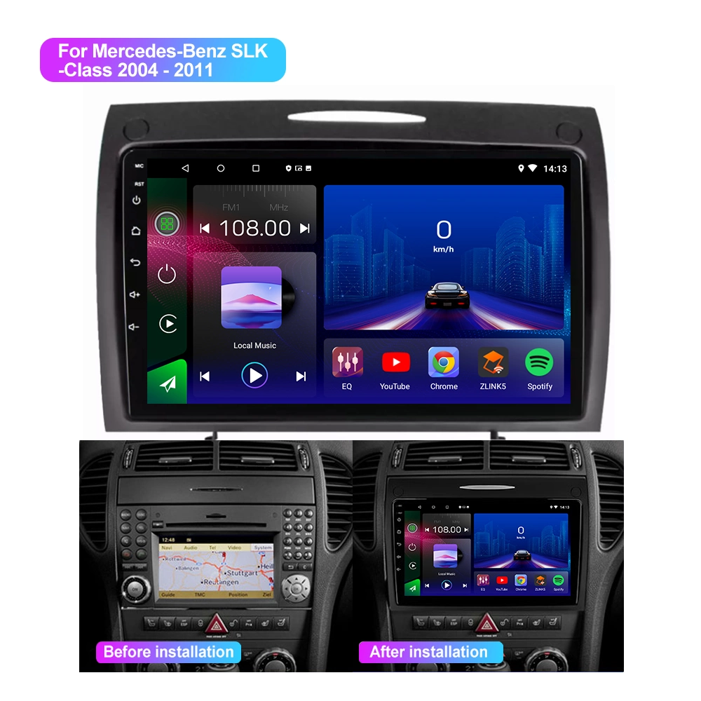 9" Car DVD Player Navigation Radio Multimedia Stereo Wireless Apple Carplay Android Auto DSP Ahd Am RDS 6+128 4G Phone for Mercedes-Benz Slk-Class 2004 - 2011