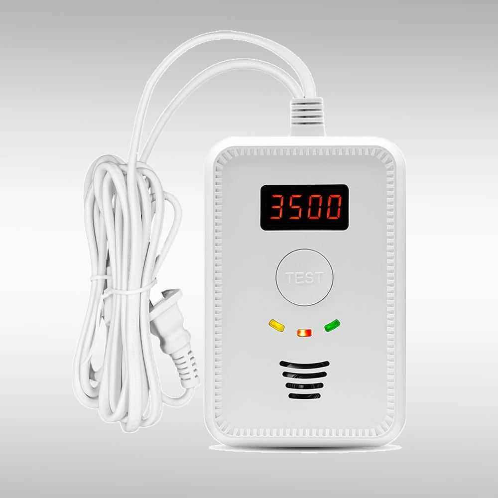 Battery Backup EU Us UK Plug Gas Natural GLP Detector de alarma de fugas