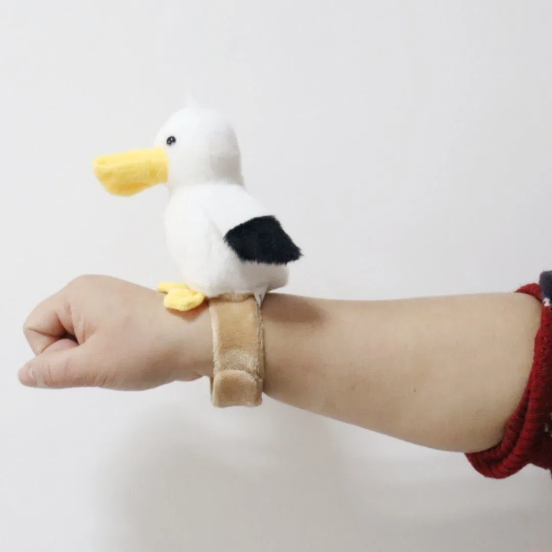 Venda por grosso Kids Plush Bird Brinquedos White Pelican 12cm (H) x 29cm (W) Crianças recheadas Bandas Slap Toy Animal rostro longo de boca grande pulseiras banda bracelete maleável Snapbands