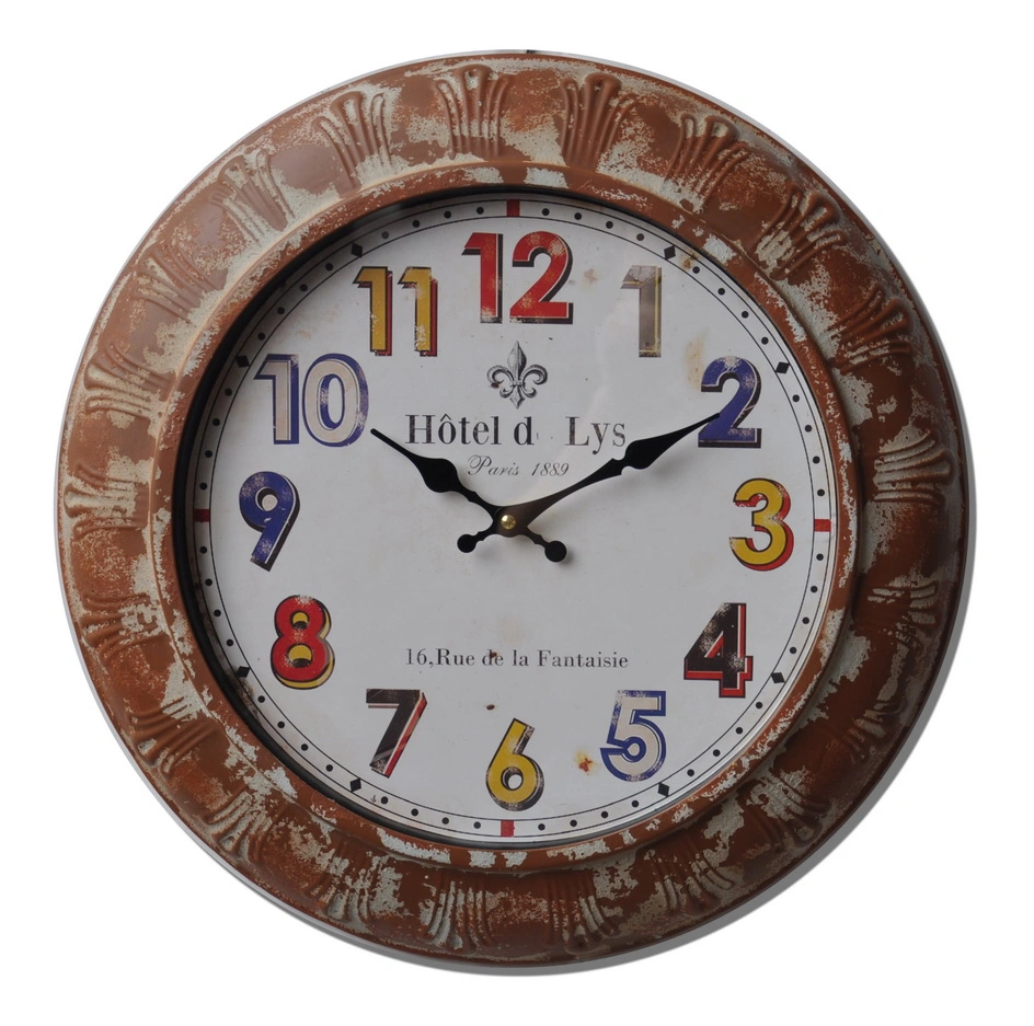 Wood and Metal Wall Clock, Antique Decorative Clock