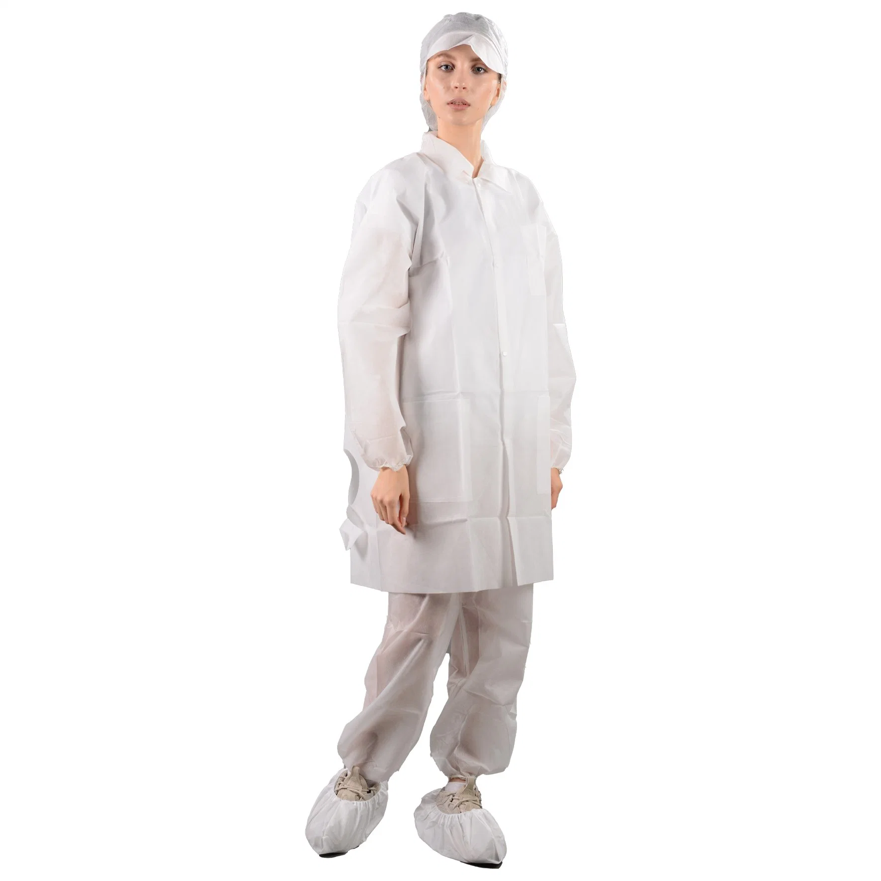 PP Lab Coat Disposable Hospital Laboratory Factory WorkWear Disposable WorkWear