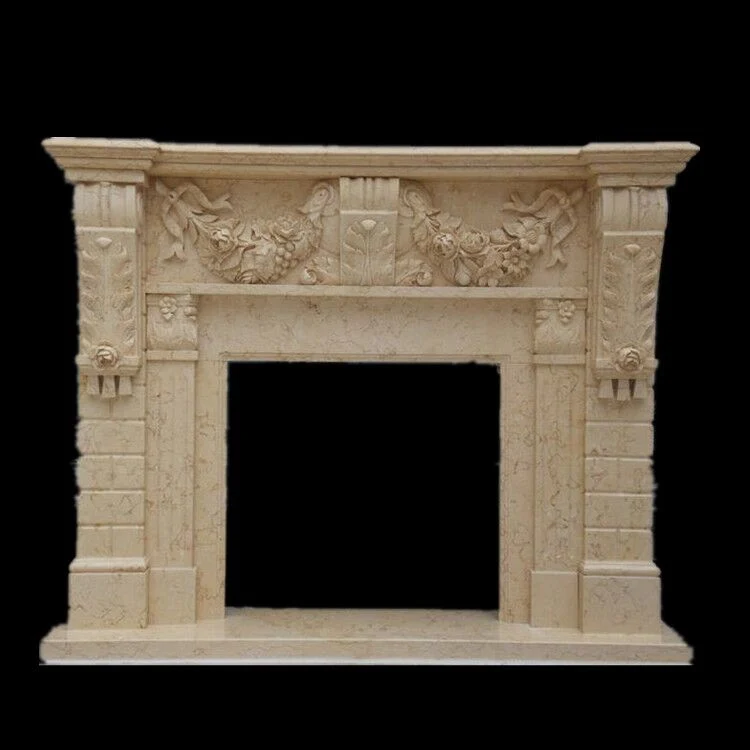 100 % de part la sculpture cheminée en marbre blanc bon marché pour la vente de Mantel