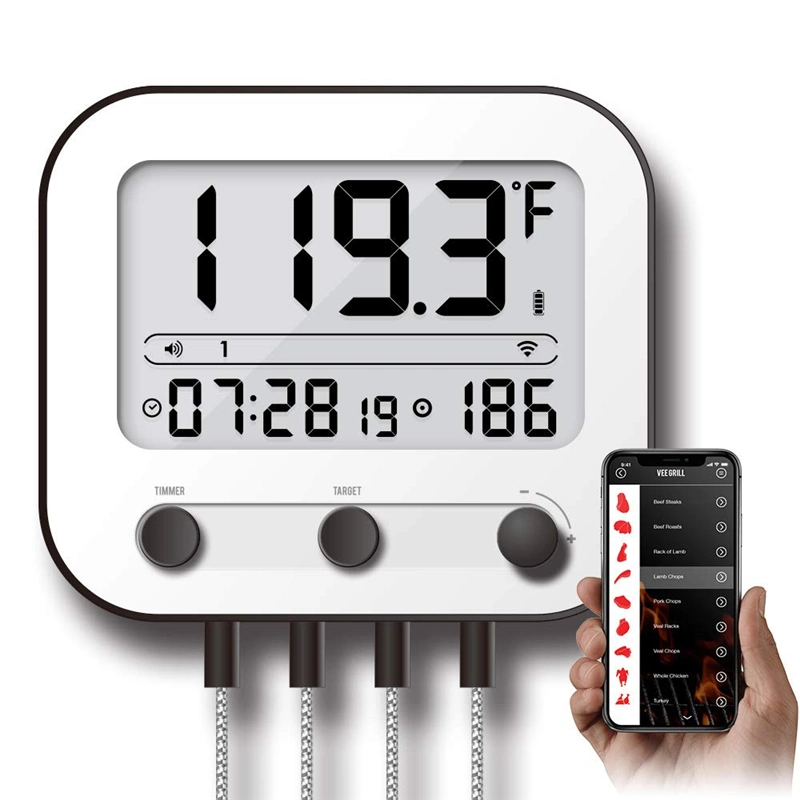 Long Range Wireless WiFi Meat Diagram of Smart Thermometer with Sound Beep