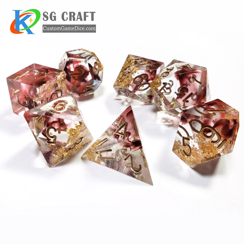 Factory Price Board Game Stock Hot Sell Hand Made Resin Skull Dice Set with Lucent Green Effect