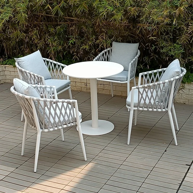 New Style Outdoor Restaurant Furniture Patio Outdoor Woven Rope Chair Garden Chair Woven Rope Rattan Chair