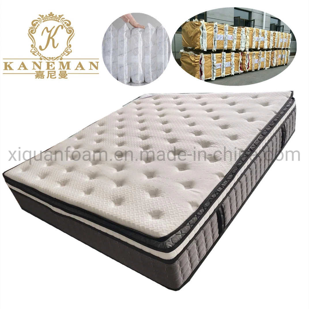 Luxury 14inch/35cm Firm Spring Mattress Vacuum Compressed Mattress in Wooden Pallet