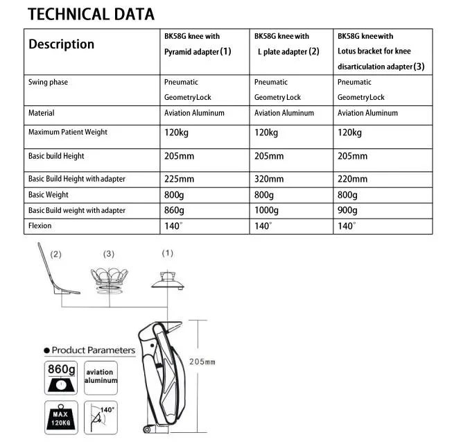 China Manufacture Prosthetic Components Pneumatic Knee