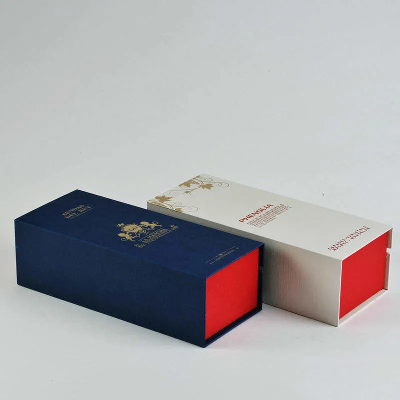 Premium Single Elegant Red Wine Packaging Flip Top Magnetic Health Wine Bottle Champagne Olive Oil Paper Gift Box Custom