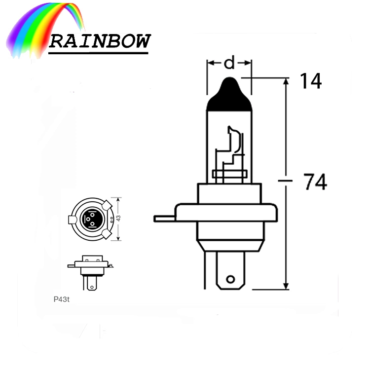 Warm White Auto H4 DC 24V 100W Halogen Bulb Truck Bus Headlight Foglight Driving Lamp 3000K