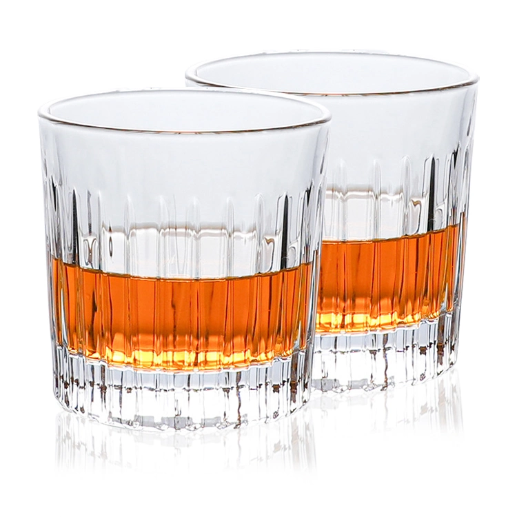 Free Sample Custom Logo Glass Cup High Quality Fashion Crystal Luxury Vertical Striped Whisky Glass for Wine Whiskey