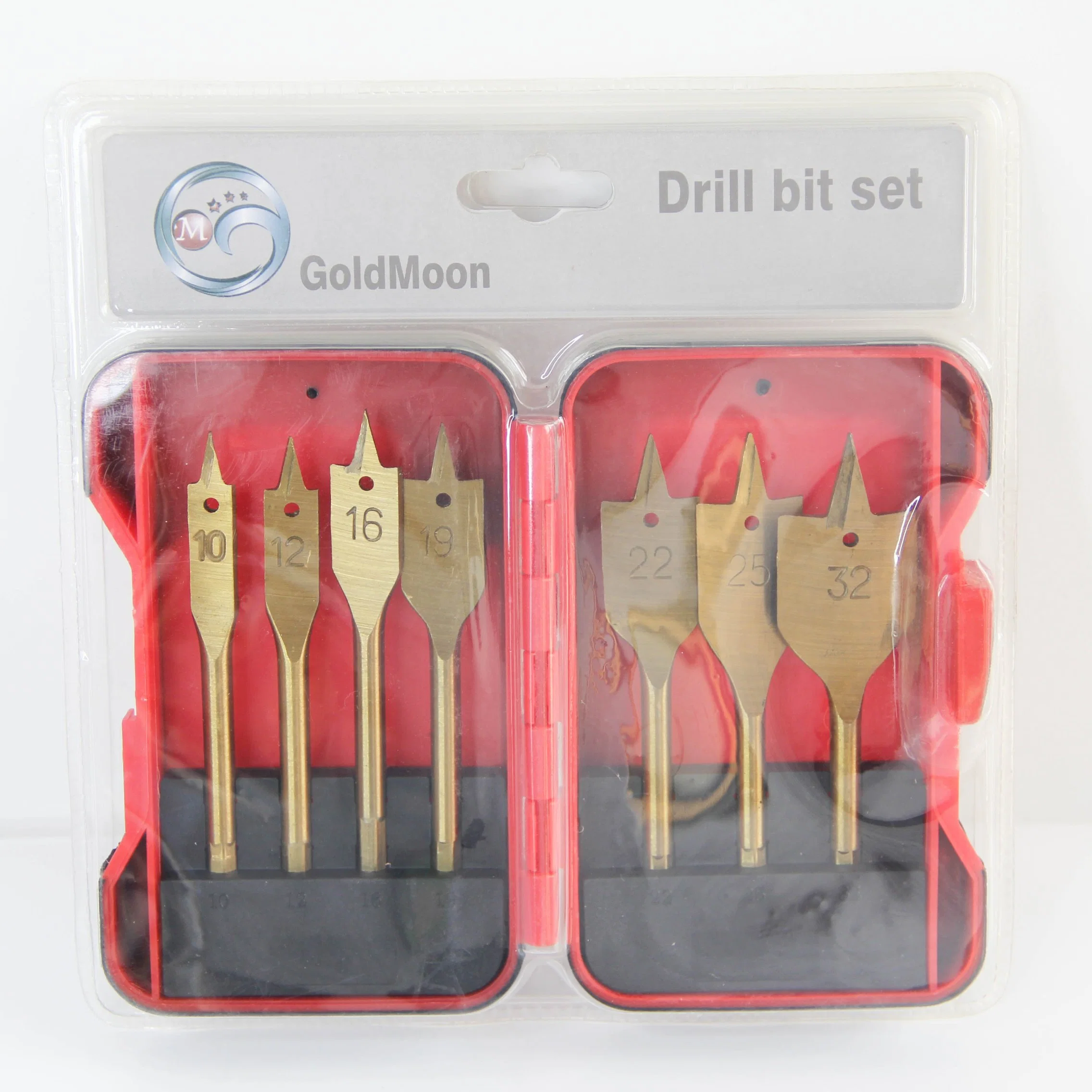 7PCS Plastic Box Titanium Coated Wood Flat Drill Bit