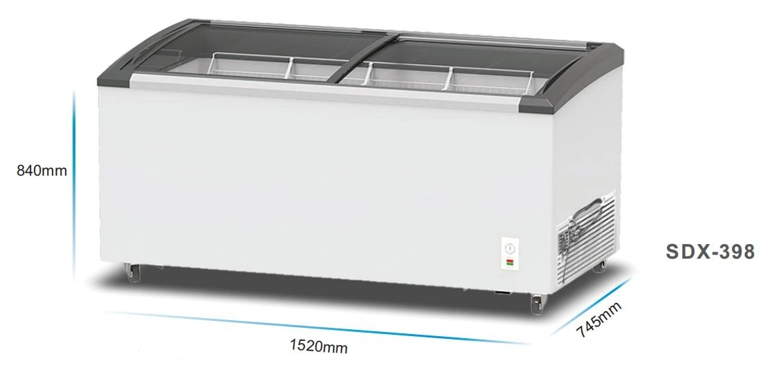 تجارية سوبرماركت منحنية باب الزجاج الآيس كريم الصدر المواجهة للبيع (SDX-498)