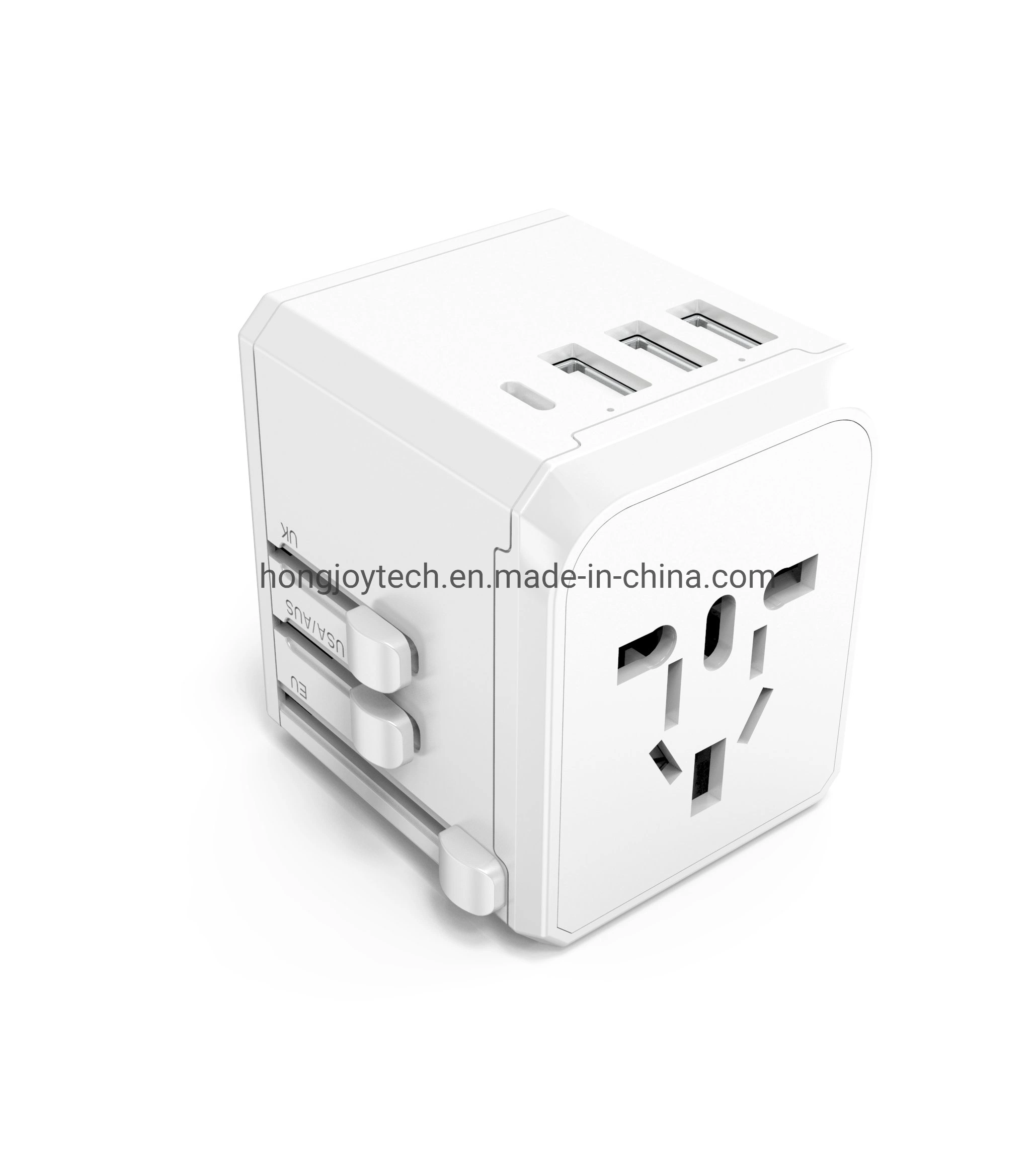 British U. S. A European Australia International DC Charger Universal Travel Power Adapter mit 3 USB-Anschlüssen und Typ-C Schnellladeadapter für digitale Geräte