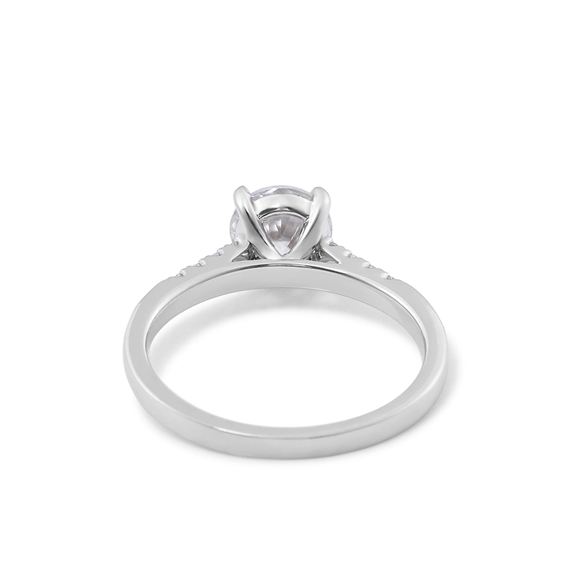 Provence Custom Main Stone 1carat Round Cut Moissanite 18K White Gold Ring Set Vvs Melee Diamond Jewelry