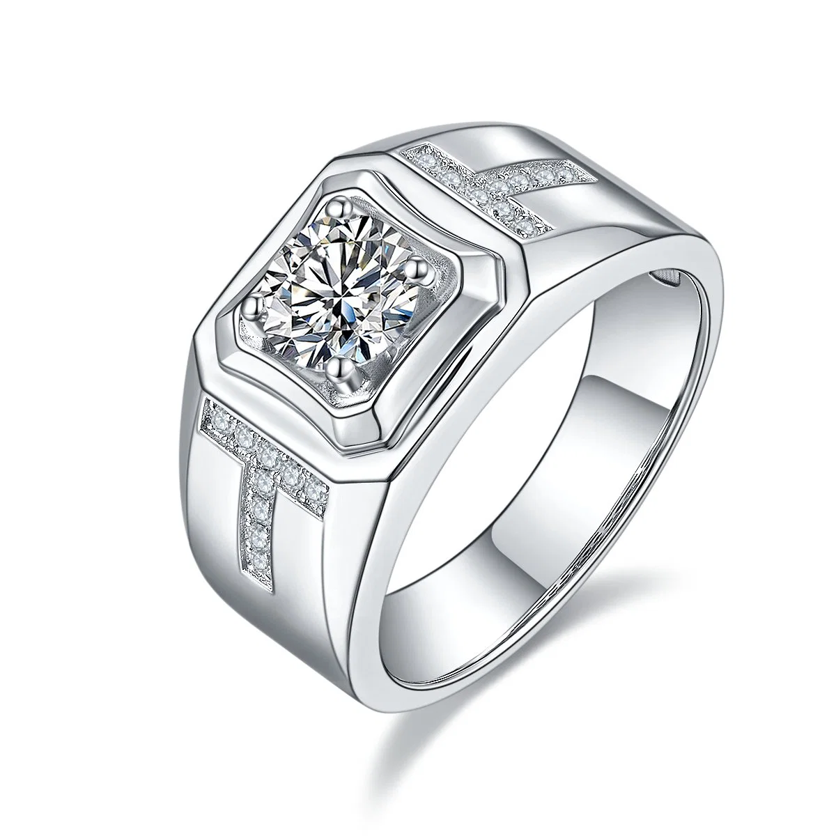 Nuevo diseño 1CT hombres Anillo de Compromiso Moissanite 14K 18K plata esterlina 925 Diamond Engagement Joyas