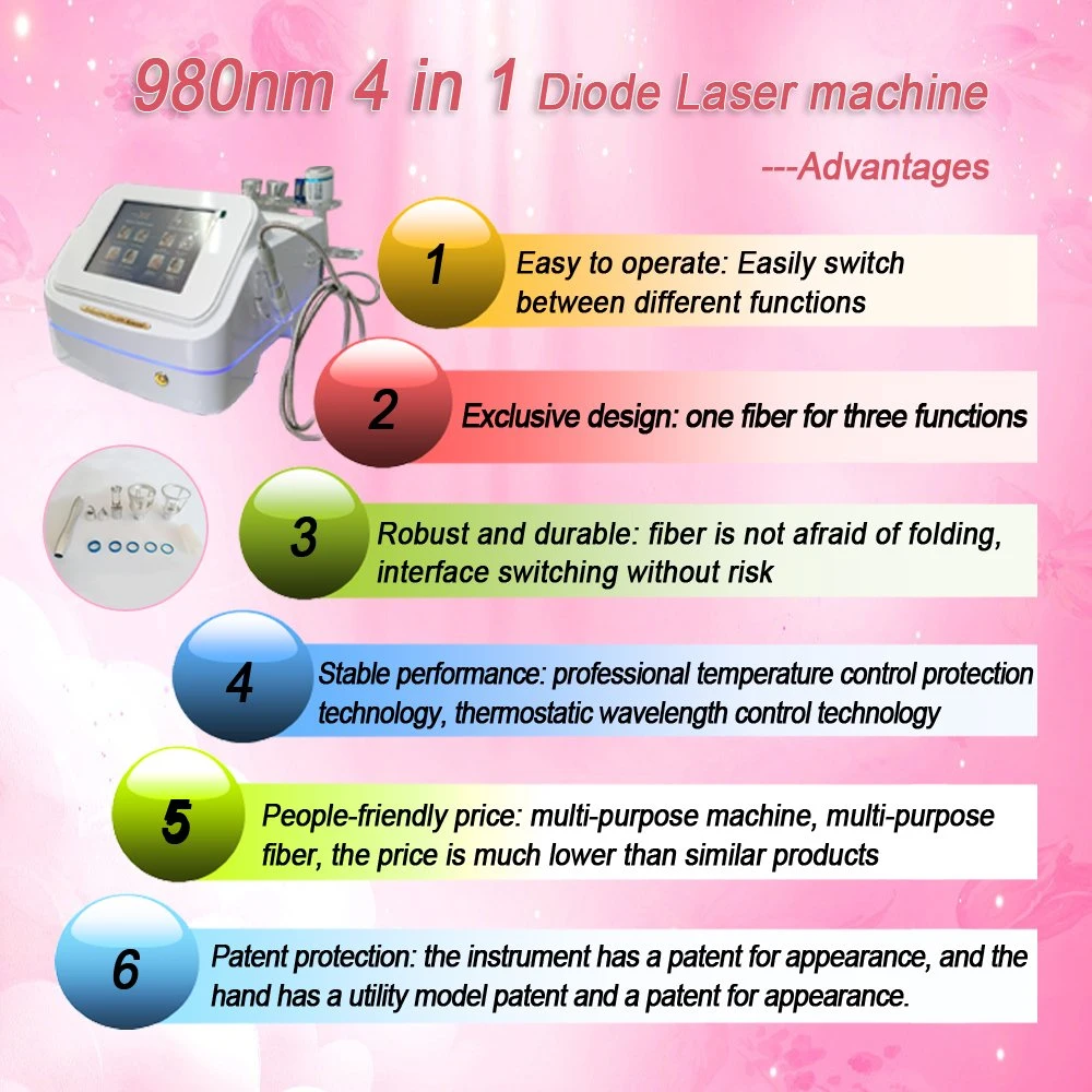 30MHz Rbs portable haute fréquence de 980nm Laser Lésion vasculaire rouge Dispositif de dépose des vaisseaux sanguins de traitement de la machine