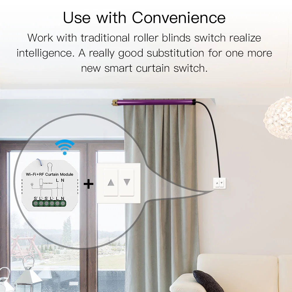 WiFi RF433 Smart Curtain Switch Module Relay for Electric Motorized Roller Blinds Shutter Tuya Smartlife Wireless Remote Control Alexa Smart Home Automation