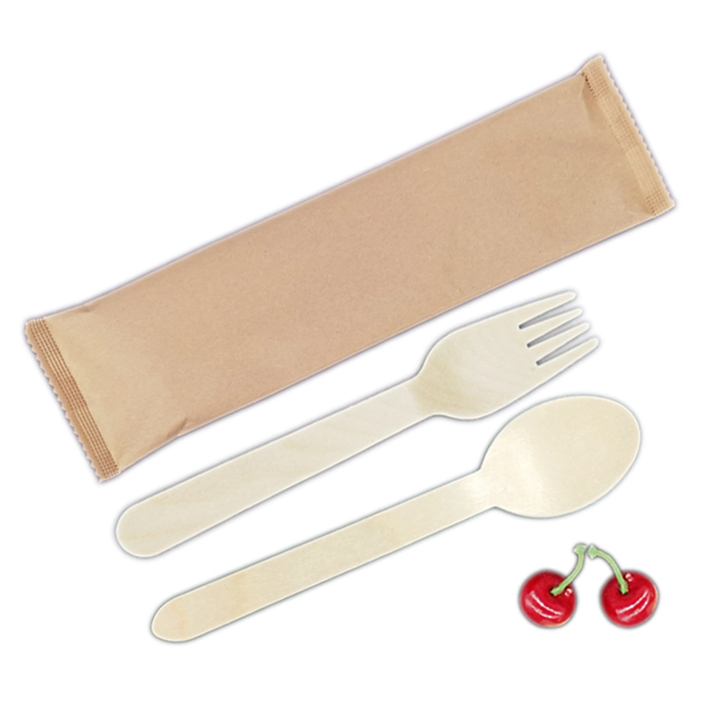 100% Biodegradable Disposable Knife Fork Spoon Tea Spoon Flatware Kitchenware Dinnerware Wooden Cutlery Set