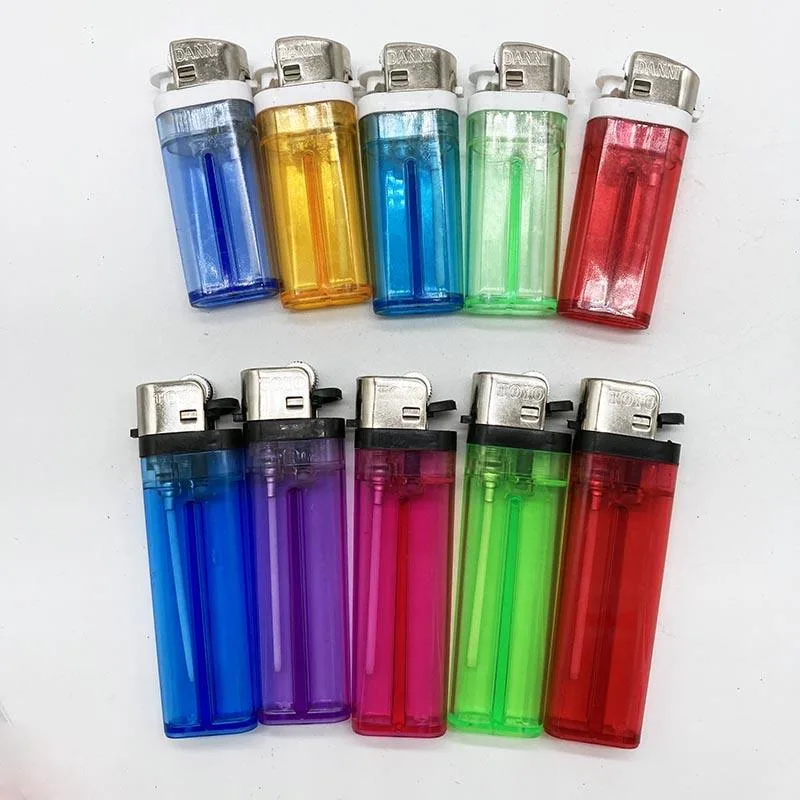 Dy-60 prix bon marché en plastique de couleur transparente Cigarette Flint briquet à gaz