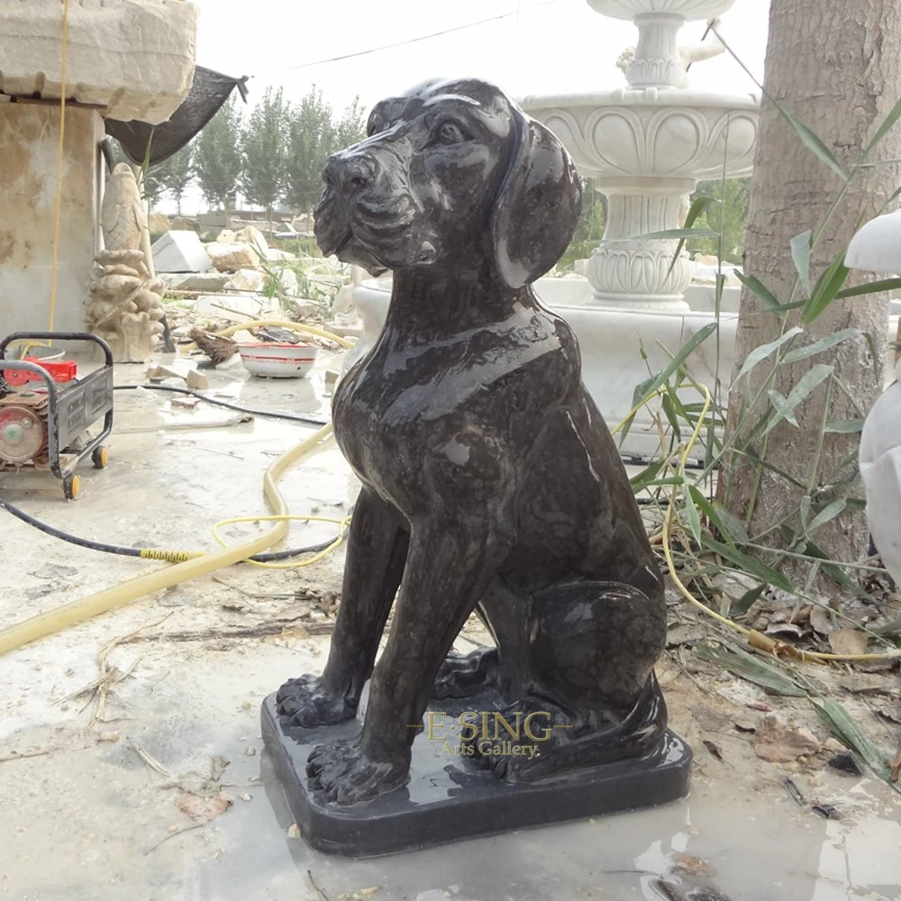 Outdoor Large Stone Hand Carved White Marble Dog Sculpture