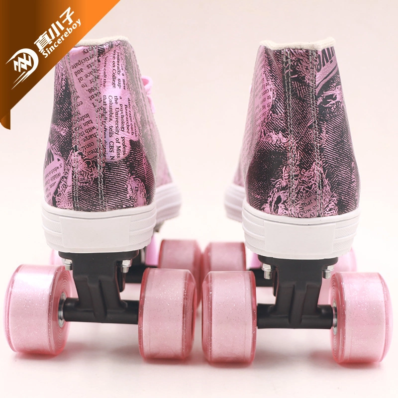 Soft Outdoor & Indoor Laser Material Quad Roller Skate for Kids