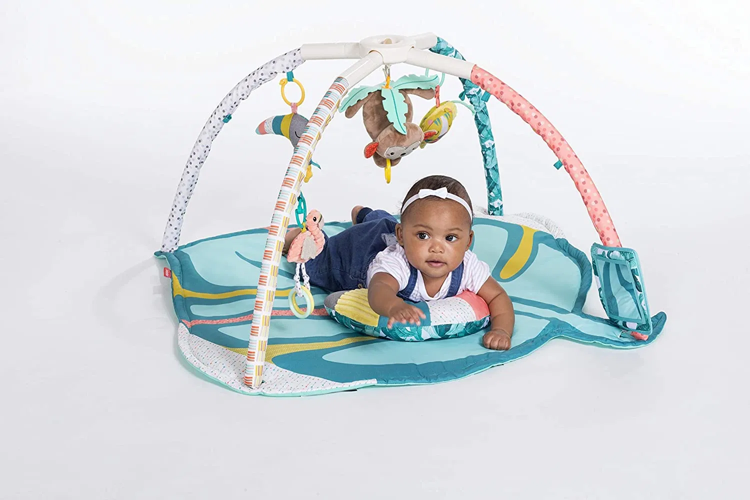 4 in 1 Luxury Rotary Folding Activity Gym and Play Mat, Tropical Wind - Includes Connectable Toys