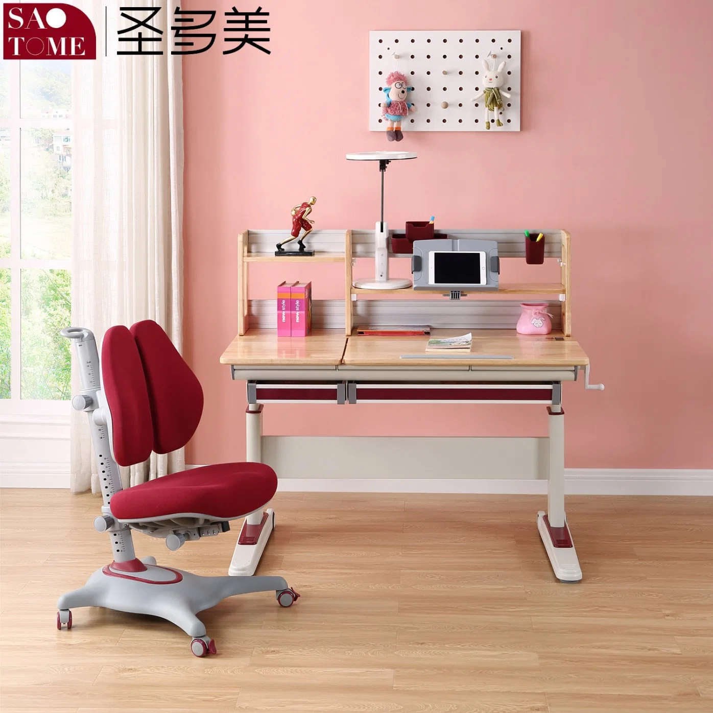 School Desk Family Kids Room Rubber Wood Kids Desk