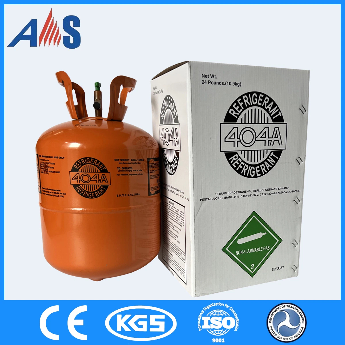 Stainless Steel 13.6kg/30lbs Disposable Cylinder Gas Tank Gas Cylinder with Refrigerant Gas R404 99.93% Purity at Direct Factory Price