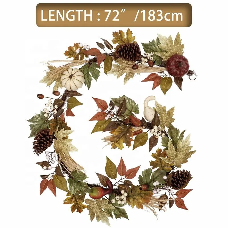 180cm Hoja y calabaza cosecha Garland para ventana Otoño Home Decoración