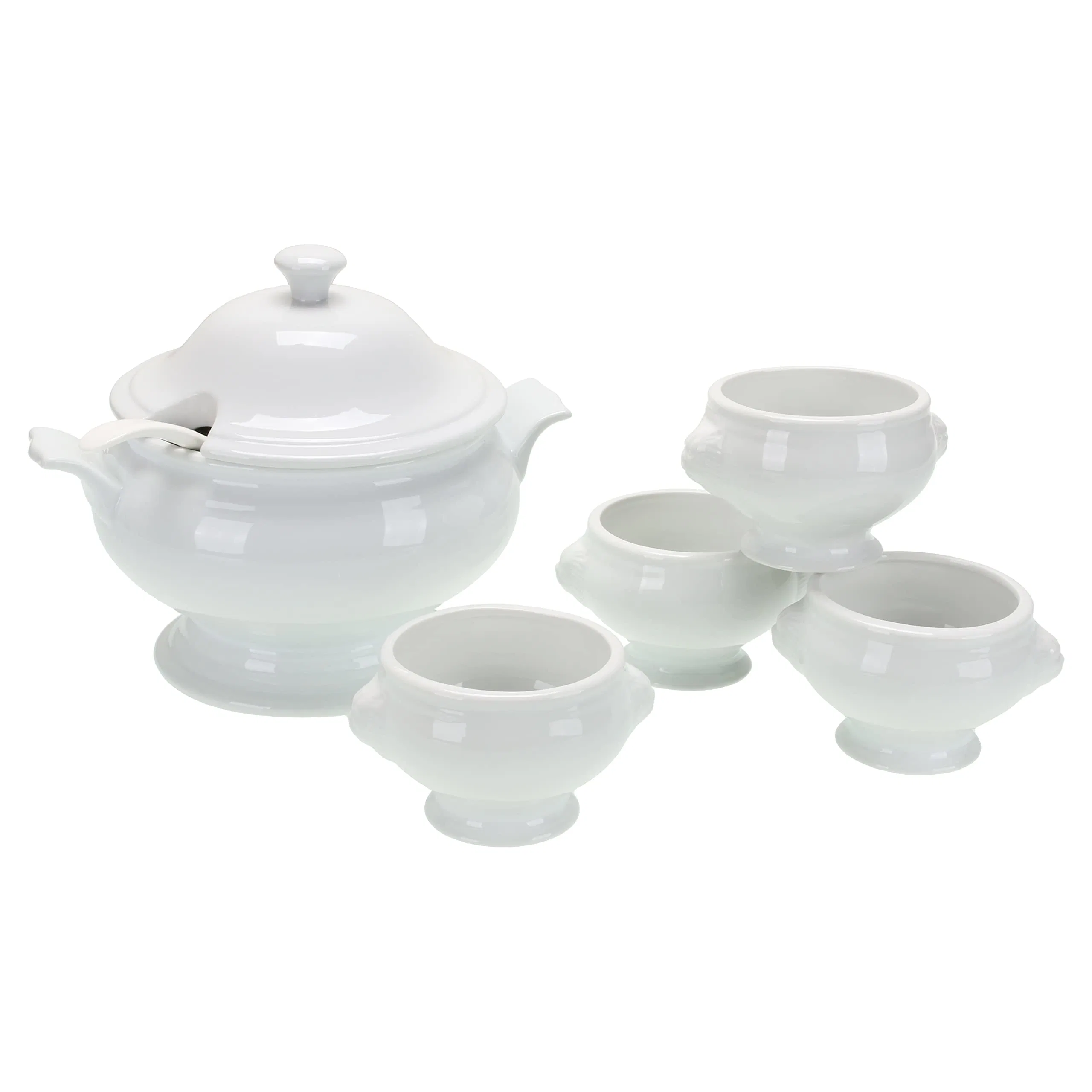 Special Offer Price Porcelain Classic Ladle Head Bowls White Soup Tureen