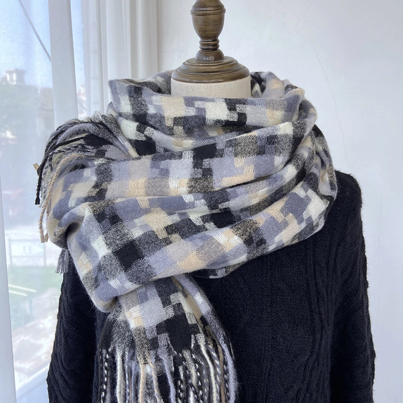 Fashion Plaid All-Match l'automne et hiver doux polyester coton coloré de Cachemire Lady foulard
