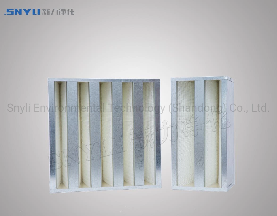 Single Header Type V-Cell /V-Bank HEPA Filter with Plastic Frame Galvanized Steel Frame for Terminal Air Cleaning (H11, H12)