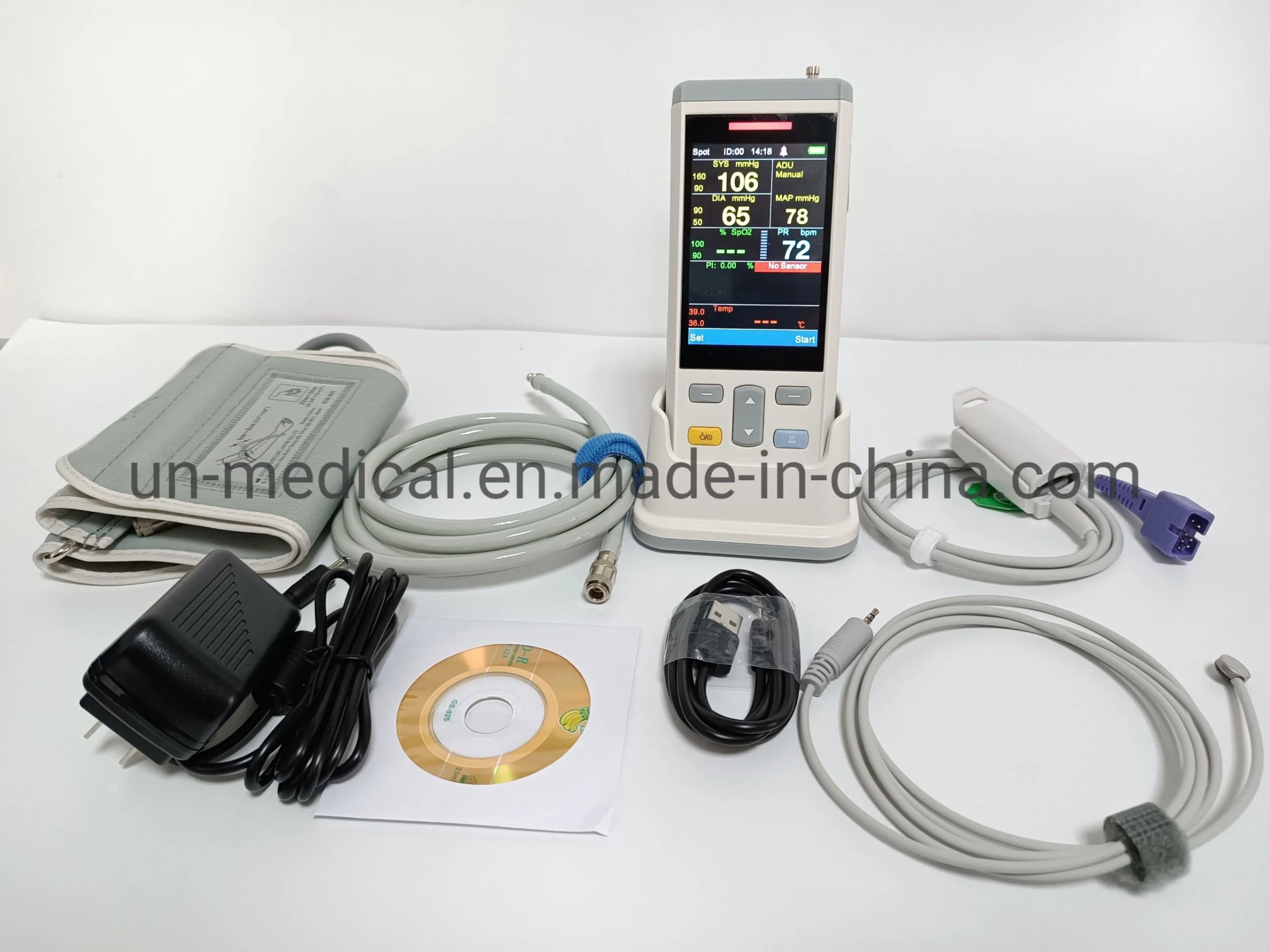 PC100 Oximeter SpO2 Blood Pressure Monitor with ECG Vitals Monitor Handheld