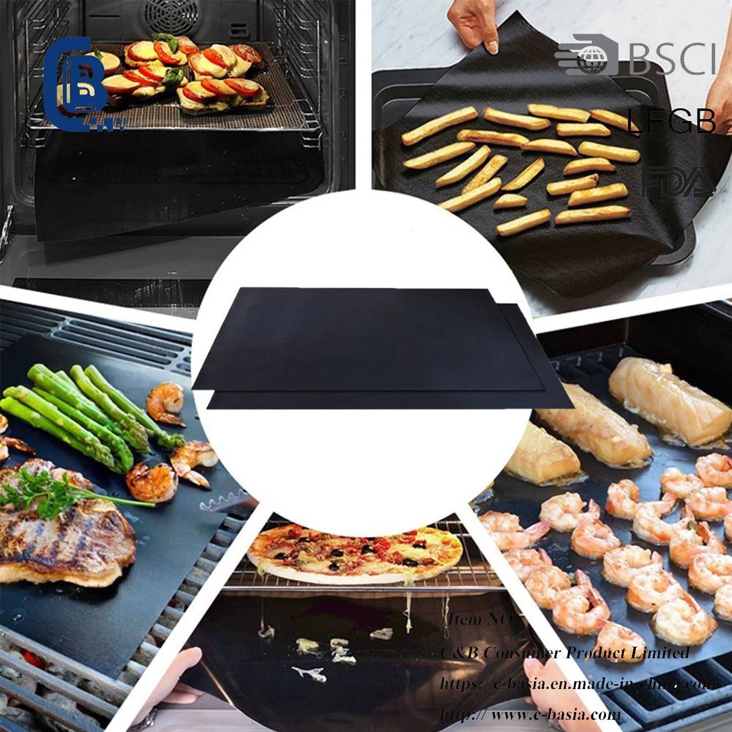 Copper Food Grade High Temperature PTFE Fiberglass Grill Liner Oven Mat