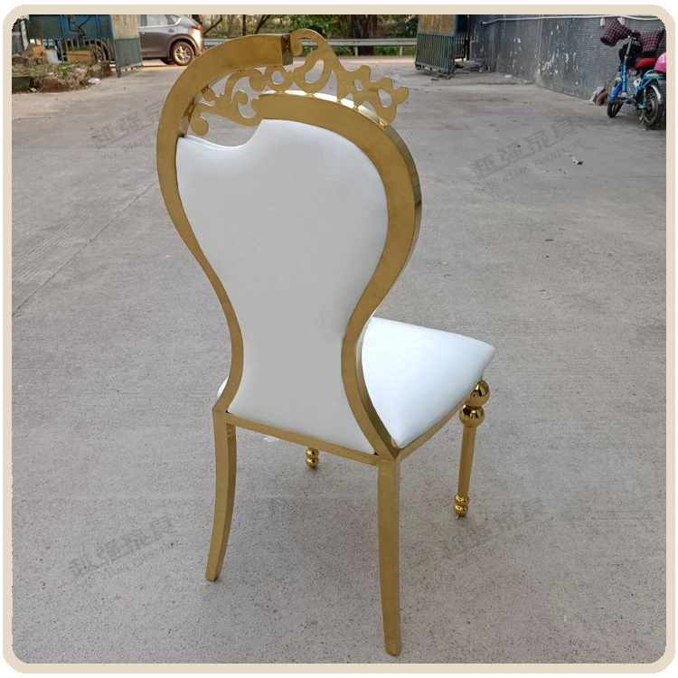 Factory Sales of Stainless Steel Dining Chair, Small Waist Corolla Wedding Chair, Gold Upholstered Back Banquet Restaurant Chair